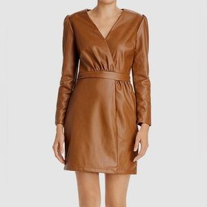 NWT Lucy Paris Vegan Faux Leather Mini Dress | Cognac | M
